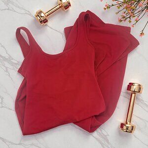 Red Sculpting Jumpsuit | Cutout Back | Scrunch Bum | Flare Leg | Size M